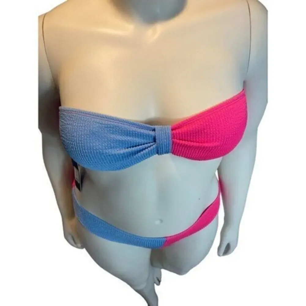 Addy Bandeau 2 Piece Bikini Size L Pink and Blue‎